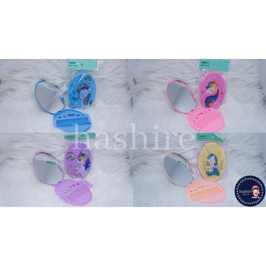 CERMIN + SISIR / KACA + SISIR SET KARAKTER UNICORN || MOUSE