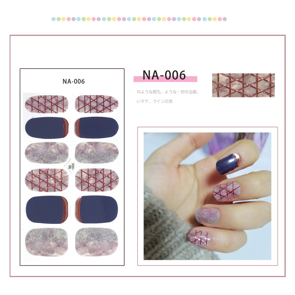 Na001-020 12pcs / Lembar Stiker Kuku Palsu 3d Bronzing Untuk Nail Art Diy