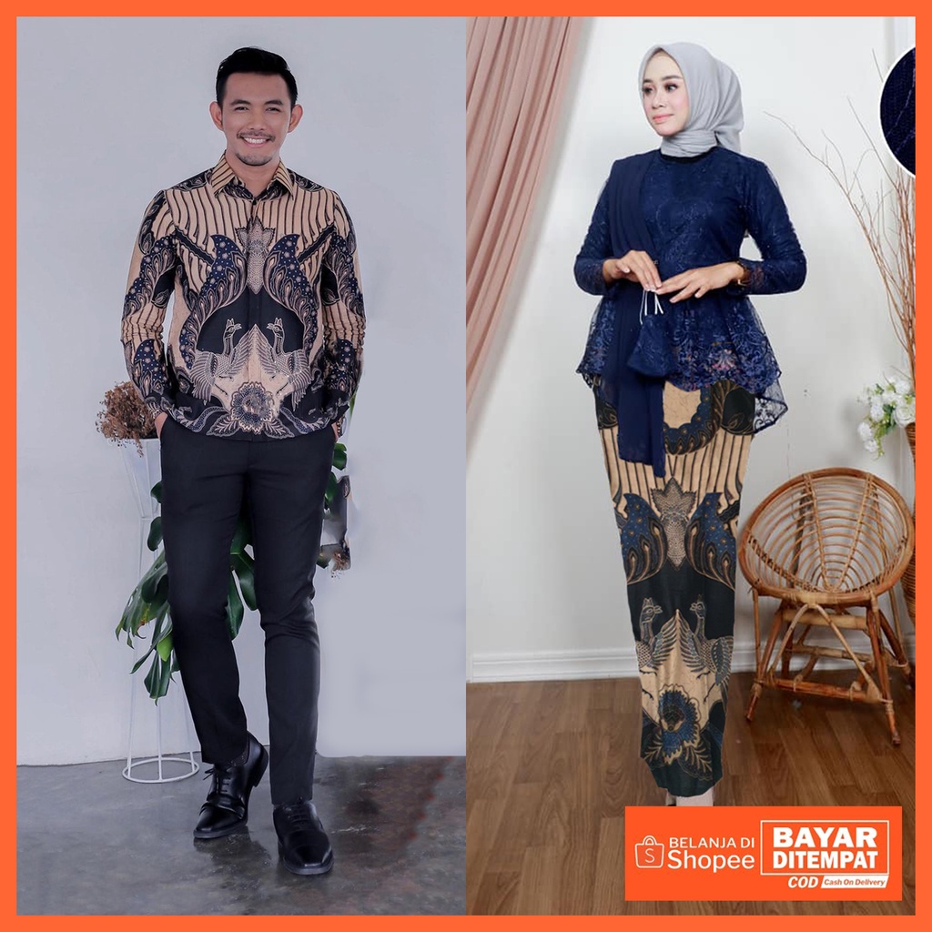 AZKANABATIK SOLO Batik Kebaya Couple Aurora Tille mutiara/ Couple Tunangan/ Kebaya Wisuda