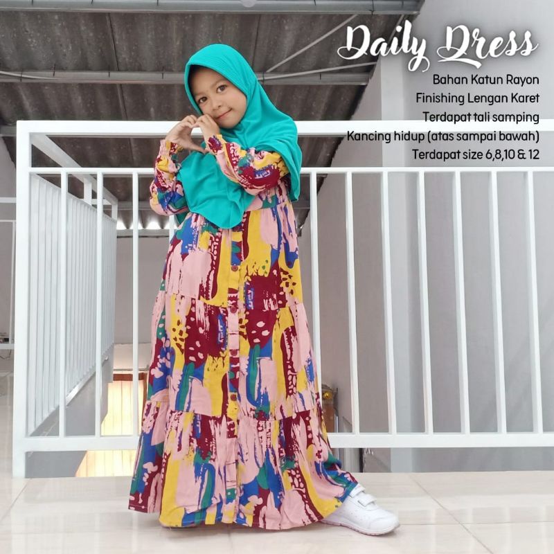 New-Gamis Anak Motif/Busana Muslimah_Daily Dress Kids_Bahan Katun Rayon Premium_Nyaman dipakai