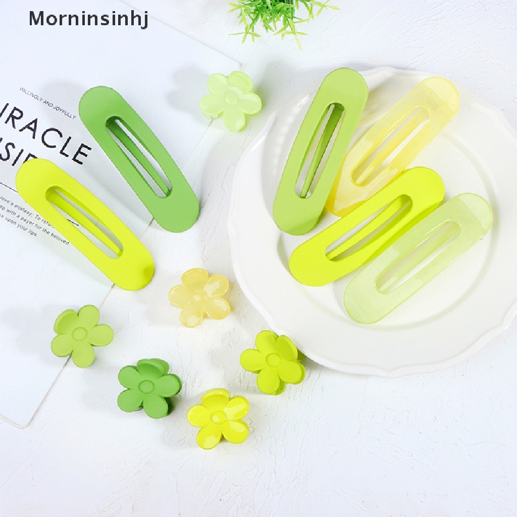 Mornin Jepit Rambut Besar Green Hair Barrette Side Flower Clip Duckbill Clip Makeup Clip id