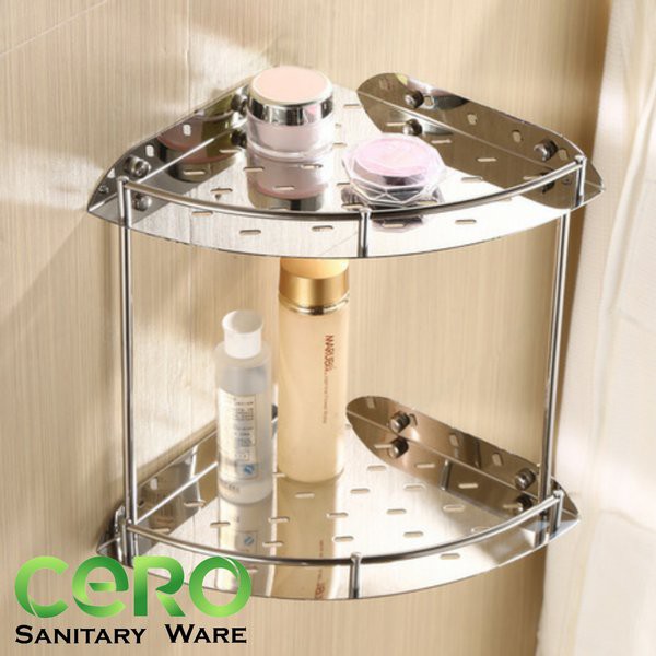 Rak Sudut - Rak stainless - tempat sabun dan sampo 2 susun