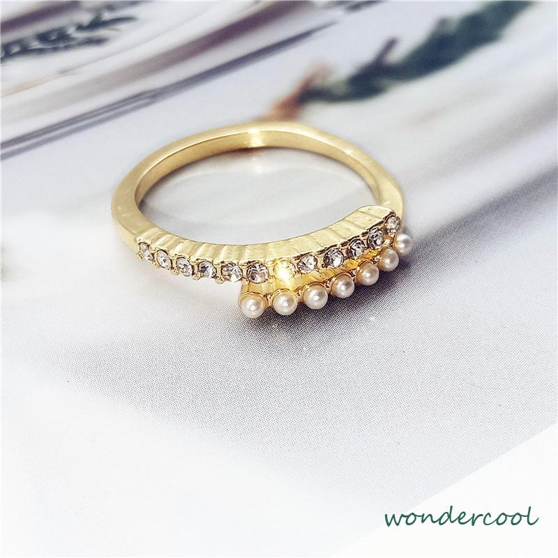 Fashion Desain Pembukaan Cincin Mutiara Sederhana, Cincin Jari Telunjuk yang Dipersonalisasi-Won