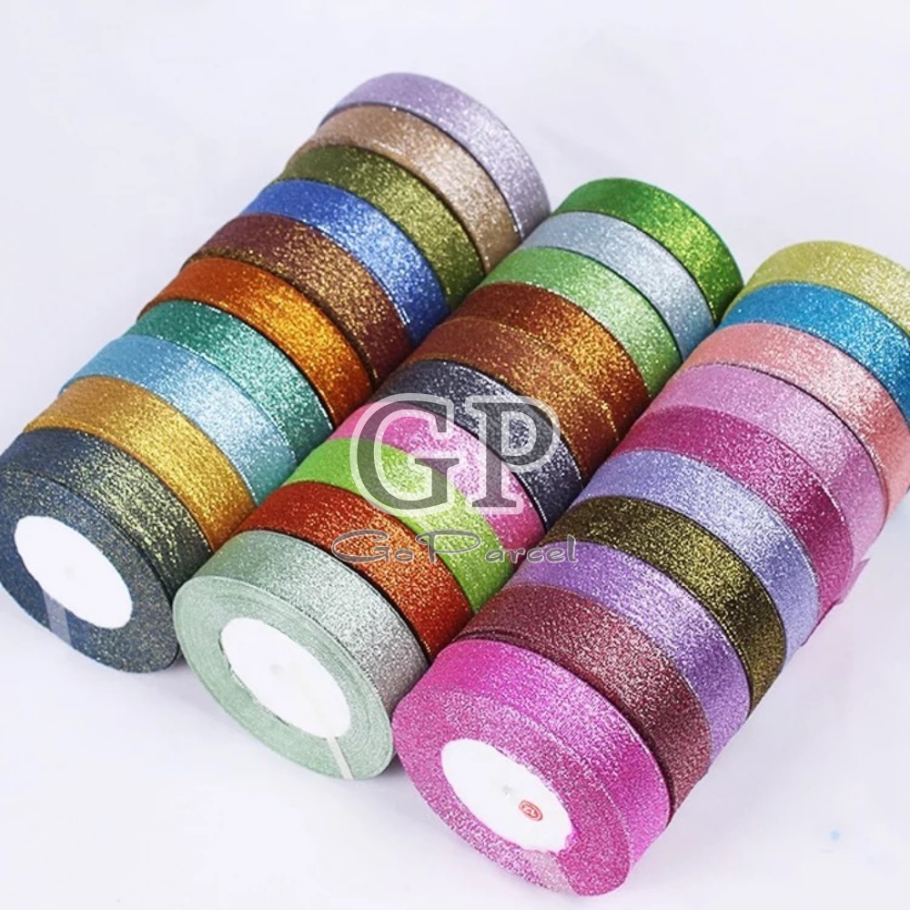 ( 3 Meter ) PITA METALLIC GLITTER - 0.5 IN / 1.2 CM / 1/2 INCH PITA METALIK GLITER HIASAN KADO PARCEL