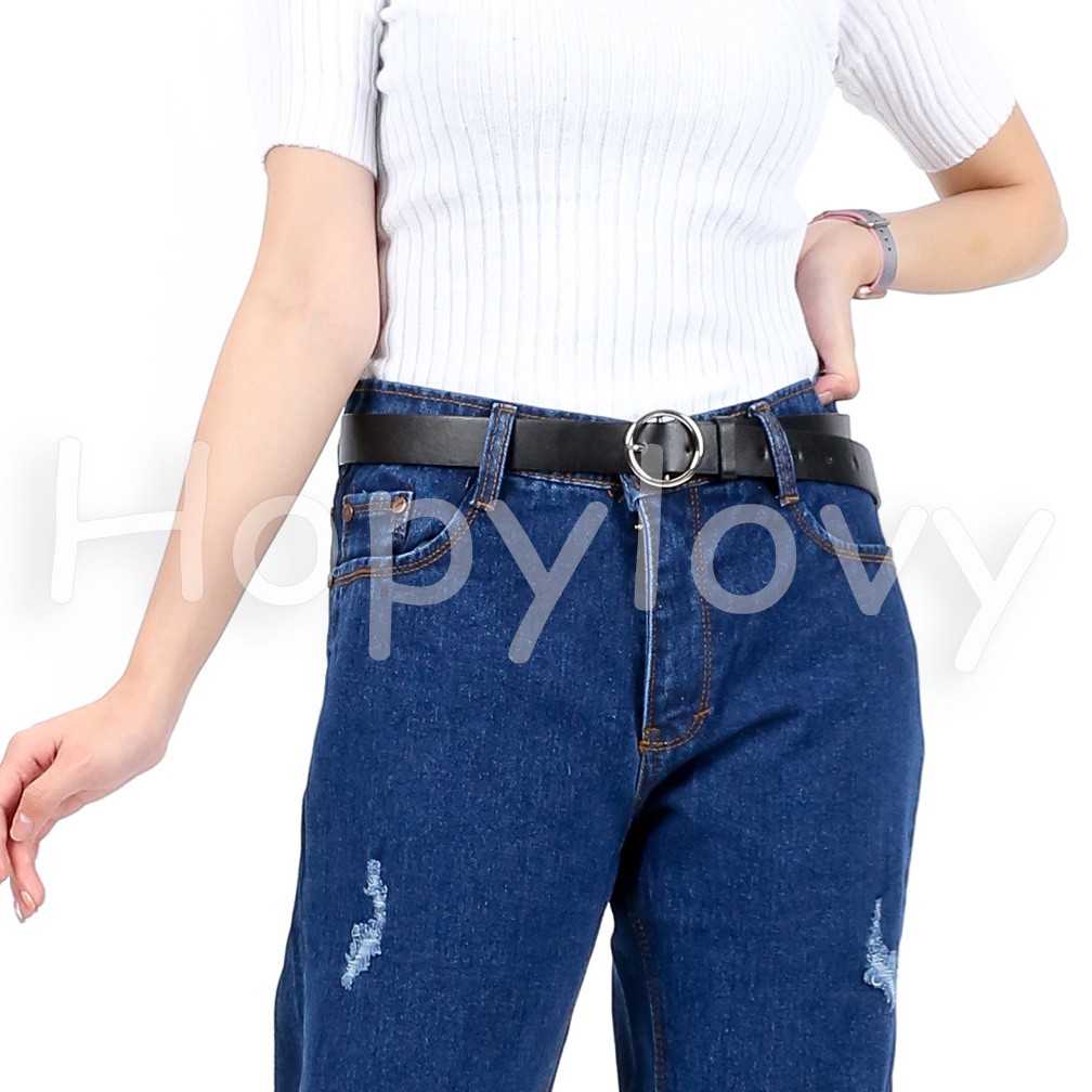 HOPYLOVY PREMIUM -  Ikat Pinggang Wanita Ring Belt / KODE RING BELT POLOS GESPER SILVER PREMIUM