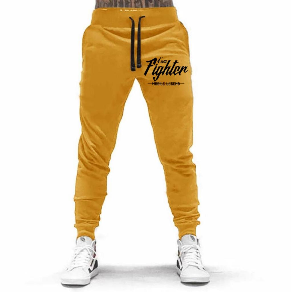 CELANA PANJANG JOGGER TULISAN I AM FIGHTER BAHAN FLEECE TEBAL / NYAMAN DIPAKAI KUALITAS BAGUS