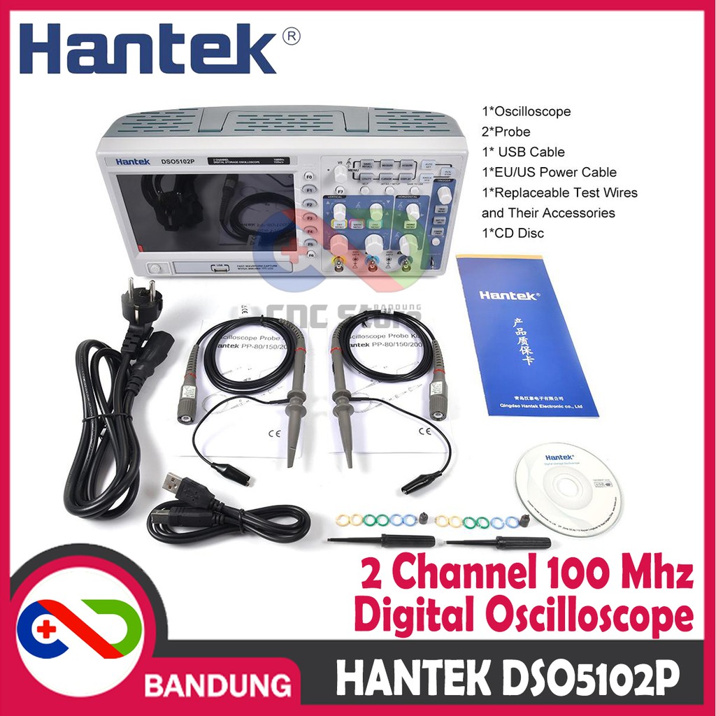 HANTEK DSO5102P DIGITAL OSCILLOSCOPE DSO 2 CHANNEL 100MHZ 1GSA/S