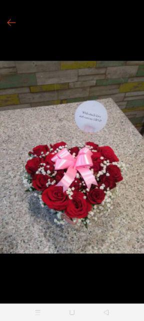 Rose Flower Box Love Bunga Kotak Mawar Asli Kotak Hati Fresh Birthday Anniversary Ulang Tahun Wisuda