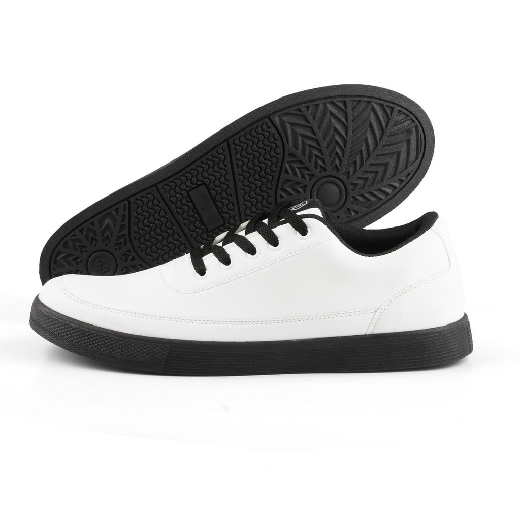 DEDRICK WHITE BLACK - Sepatu Sneakers Putih Pria Casual Unisex Original