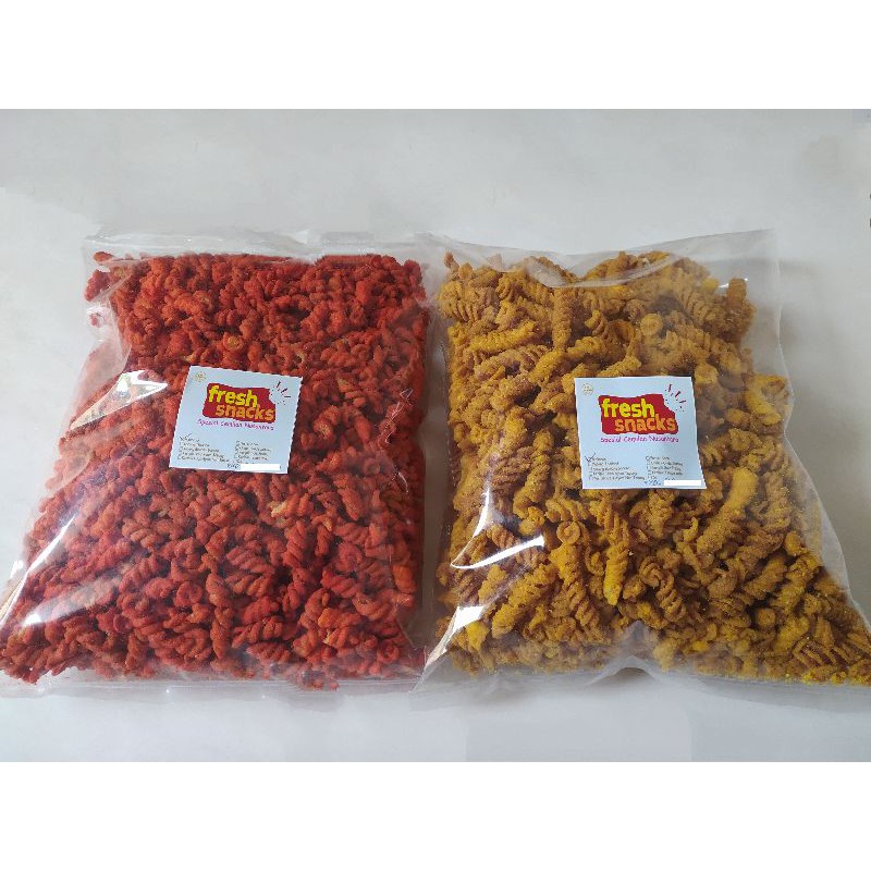 

500gr MAKARONI SPIRAL GORENG PEDAS MAKRONI KRIWIL ULIR FRESH SNACKS Zizahshop