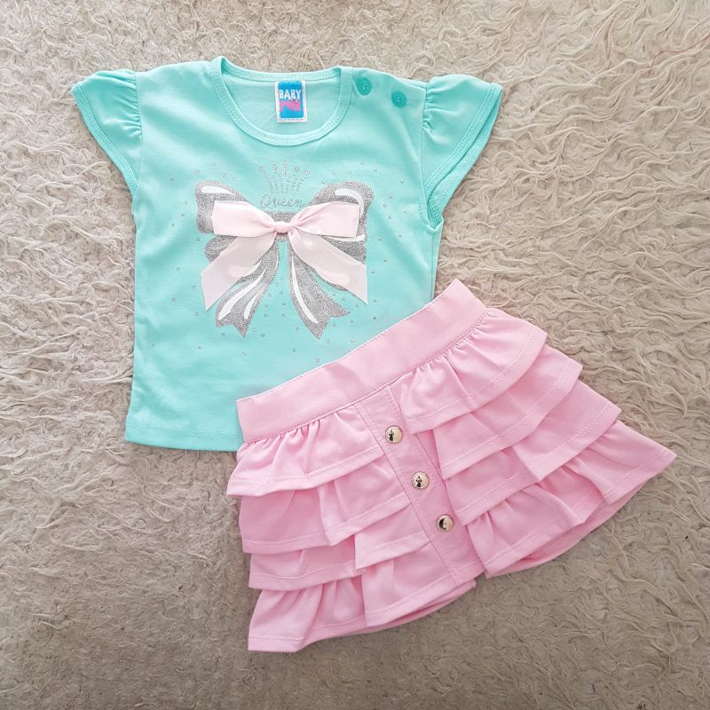 Setelan Bayi Ribbon ruffle skirt set