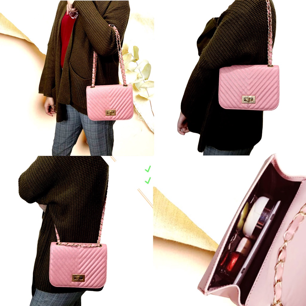 Tas fashion sling bag rantai tas slempang wanita rantai import terbaru