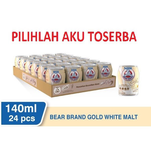 Susu Steril Beruang Bear Brand Gold White Malt - 140 ml (1pack isi 24)