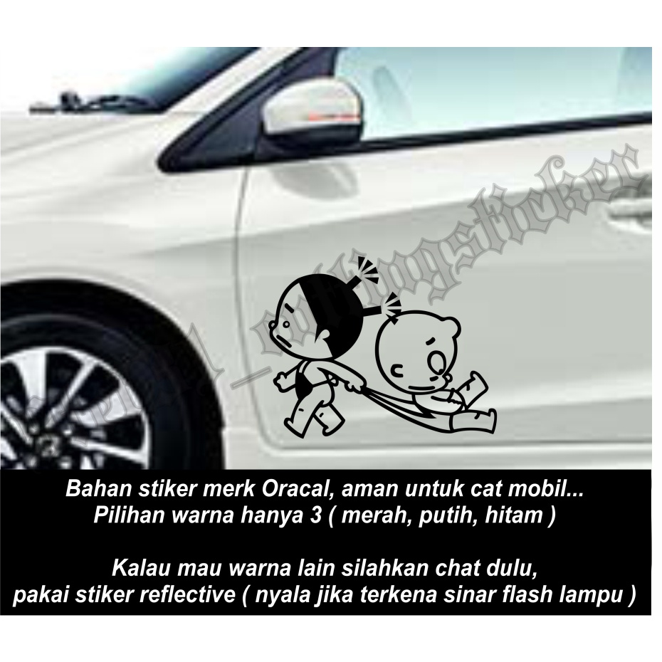 Stiker cutting mobil gambar 2 anak kecil / cutting sticker mobil