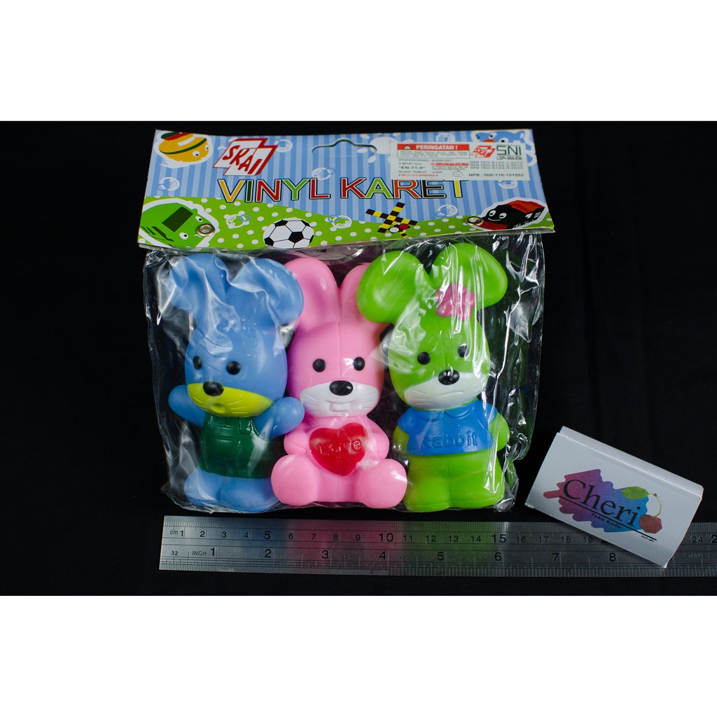 Mainan Kelinci Karet 3 pc Kantong