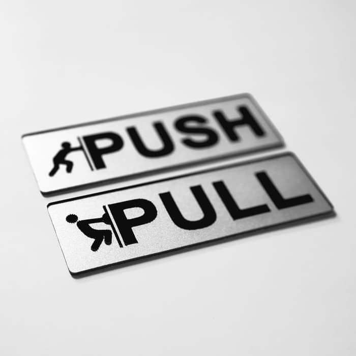 Sign Akrilik Pintu PUSH PULL MEDIUM - Signage Cafe / Restaurant