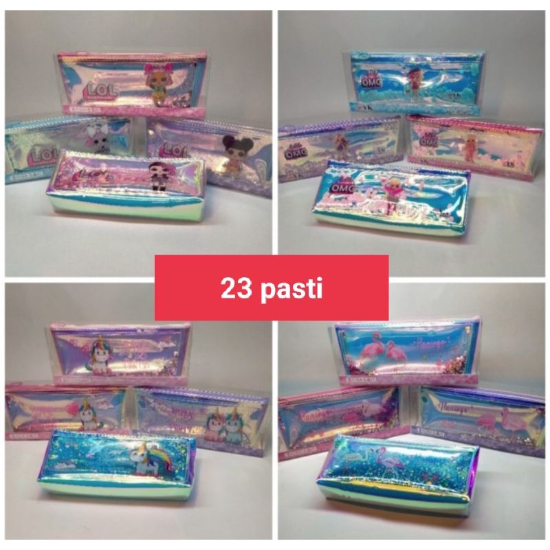 

kotak pensil air glitter karakter
