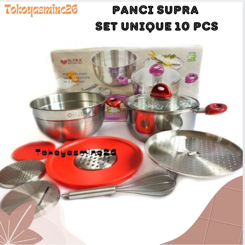 Supra UNIQUE Set Panci 10 Pcs/Panci Supra Set Stainlesstell