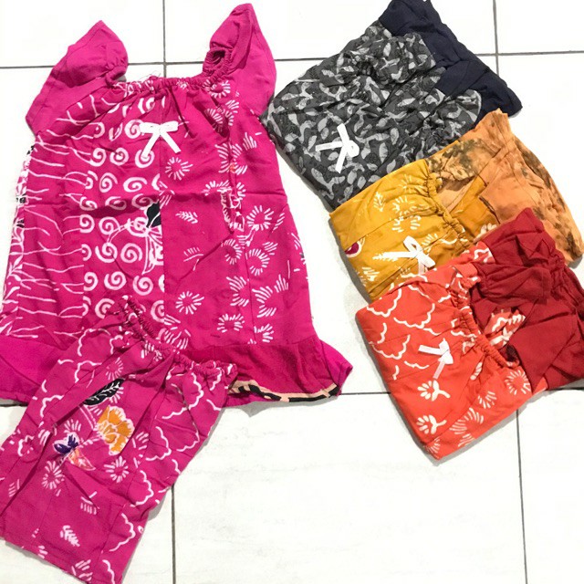 Setelan Batik  Anak Khususkain Cap Umur 2-3th Murah Motif Random Sesuai Stok
