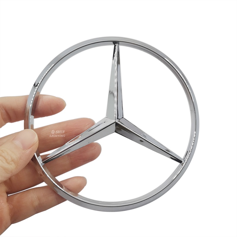 1pc Stiker Emblem Logo Mercedes Benz Bahan ABS Ukuran 115mm Untuk Mobil