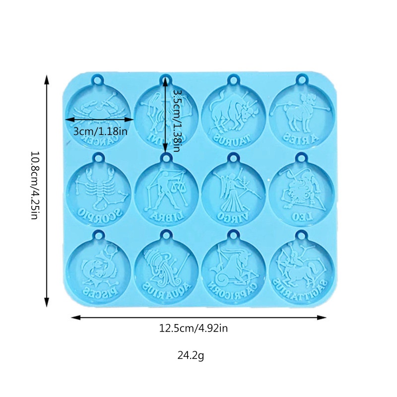 Siy Cetakan Liontin Gantung Diy Bentuk Bulat Motif Rasi Bintang Bahan Silikon