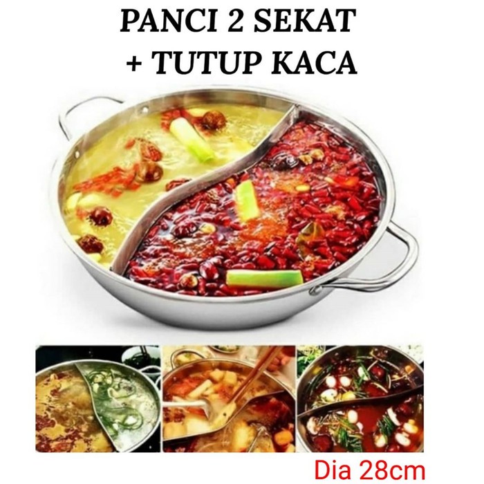 ( KJO ) Panci Shabu Shabu 2 Sekat Stainless Steel kenzjayaolshop