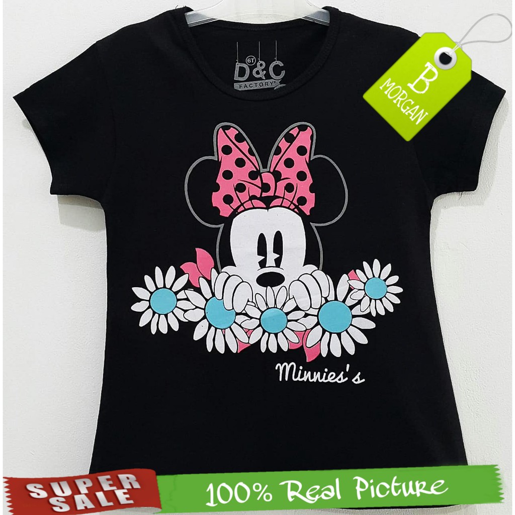  Baju  Kaos Anak  Perempuan  motif Minnie Mouse  Black 1 6 