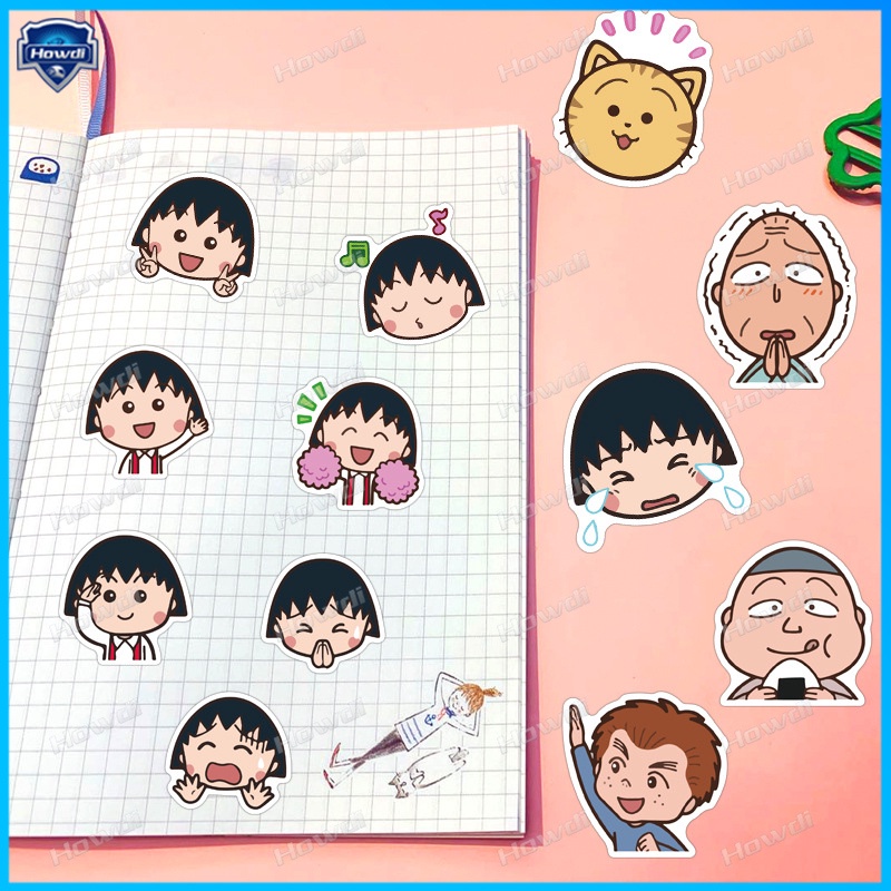 Stiker Lucu Chibi Maruko-chan Tahan Air Untuk Helm Motor / Mobil