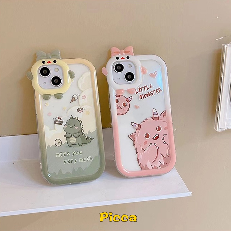 Soft Case Desain Kartun Monster Dinosaurus 3D Untuk IPhone 7 8 6 6S 14 Plus 11 13 12 14 Pro MAX XR XS MAX X SE 2020