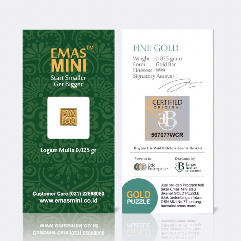 EMAS MINI UKURAN 0,025 gr