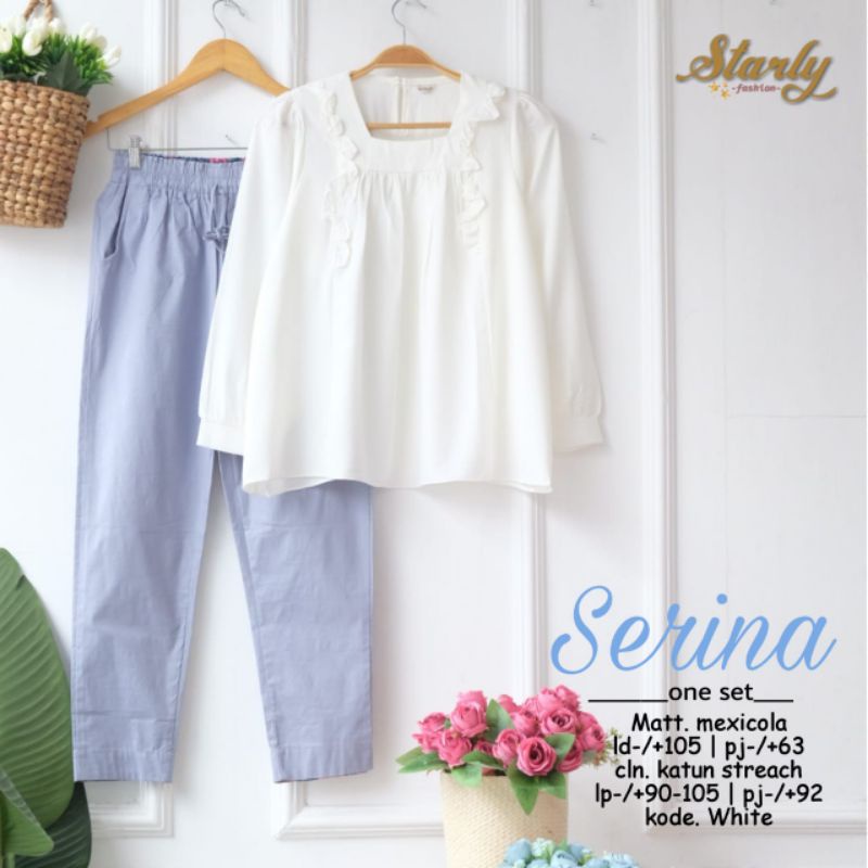 serina one set / setelan polos kekinian / set wanita viral / baju set lucu / COD bayar di tempat