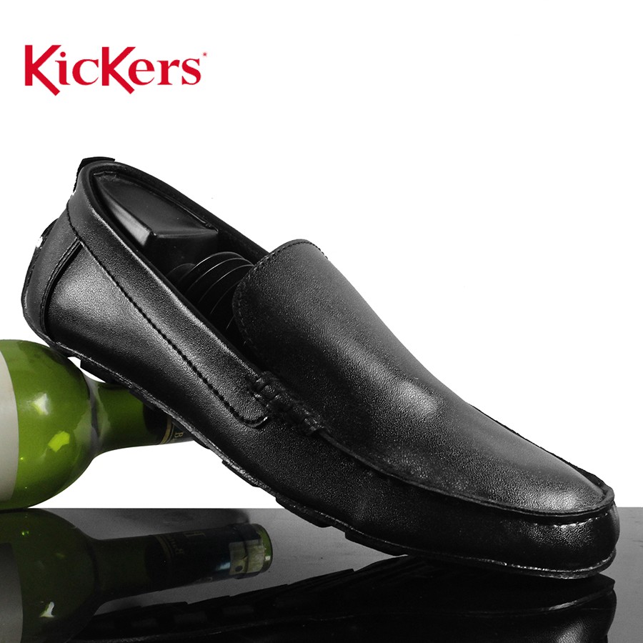 MS SHOP - Sepatu Formal Tanpa Tali Pria Kickers Piro Hitam Mocasin Slop Kulit Kasual Slipon Santai