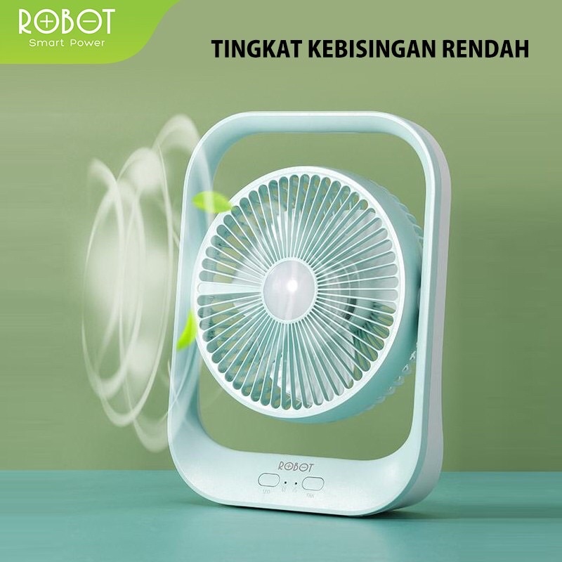 ROBOT RT-BF13 Portable Fan 4000mAh Rotateable Rechargeable Led Illuminated Garansi Resmi 1 year