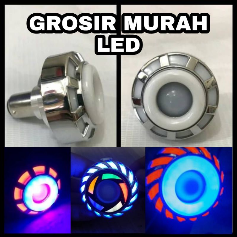 Lampu LED Stop Rem Stoplamp Projie Spiral Nanas RBR Motor Mobil Rainbow Belakang Flash CR Bulat