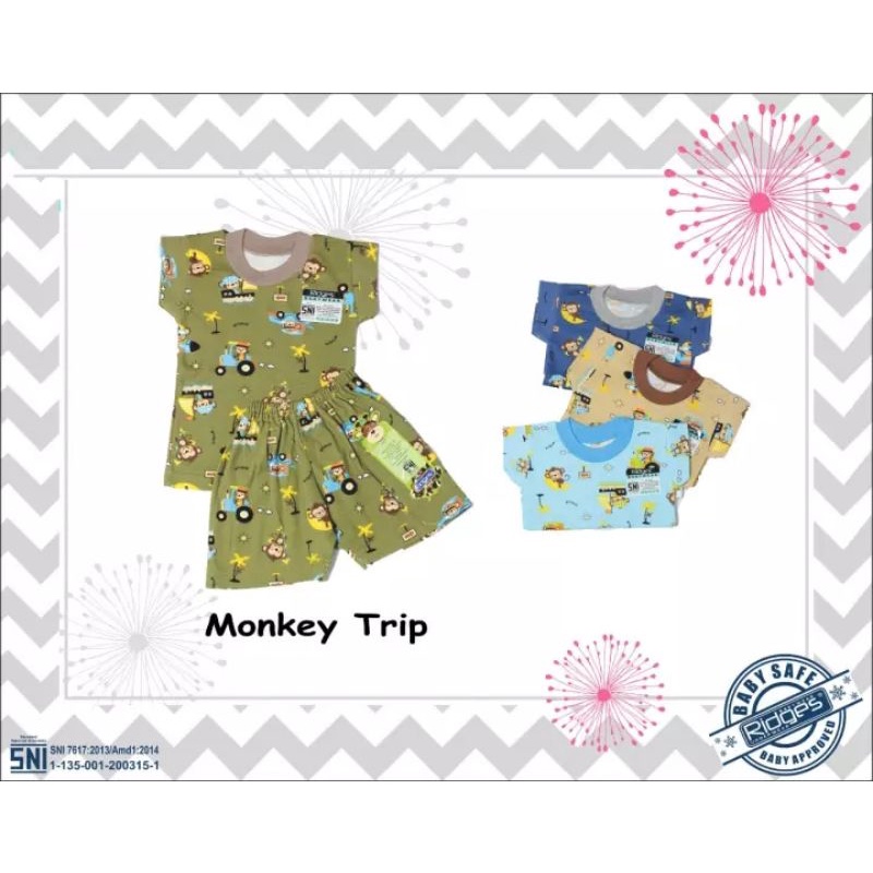 1 Stel Baju Bayi RIDGER SNI Motif - Baju Bayi Pendek Dan Celana Bayi Pendek