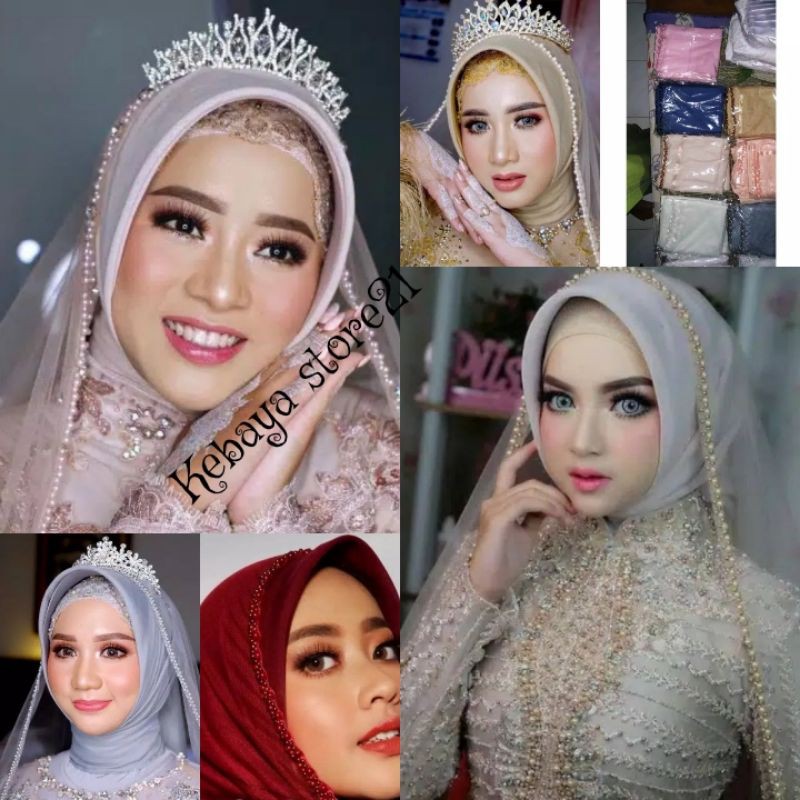 SLAYER   PENGANTIN MUTIARA/VEIL KERUDUNG /SALEYER TULE MUTIARA BARU/PERLENGKAPAN PESTA