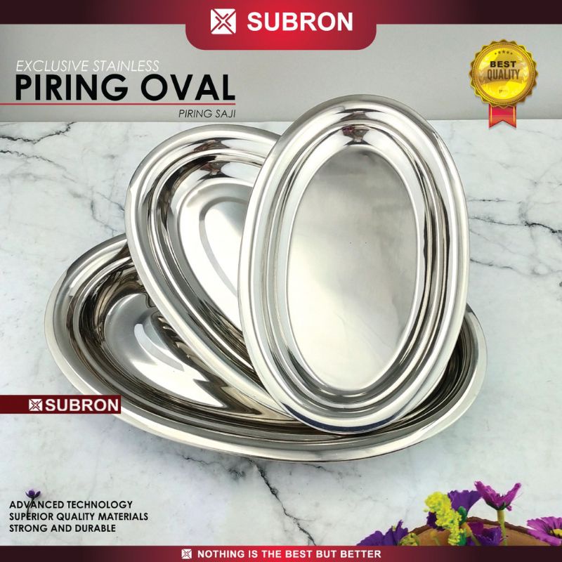 SUBRON piring oval stainless 30cm/ piring ikan sate stainless tebal / nampan oval stainless tebal 30cm 35cm 40cm