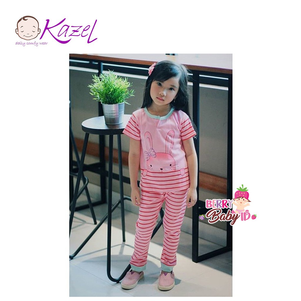 Kazel Set 3 pc Setelan Piyama Bayi Anak Perempuan Bunny 0-6 Tahun KZL007 Berry Mart