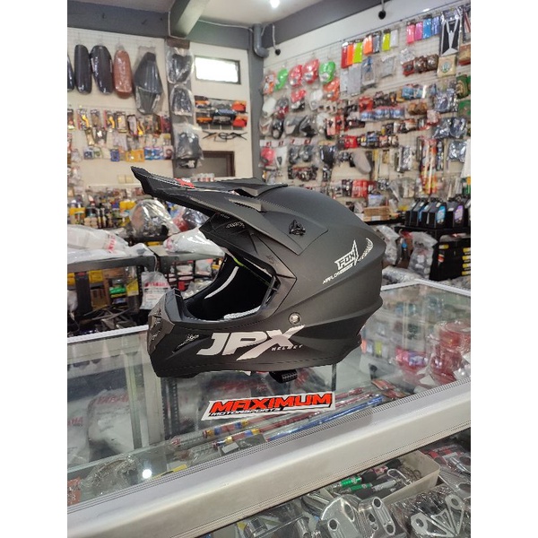 Helm cross polos hitam dof JPX
