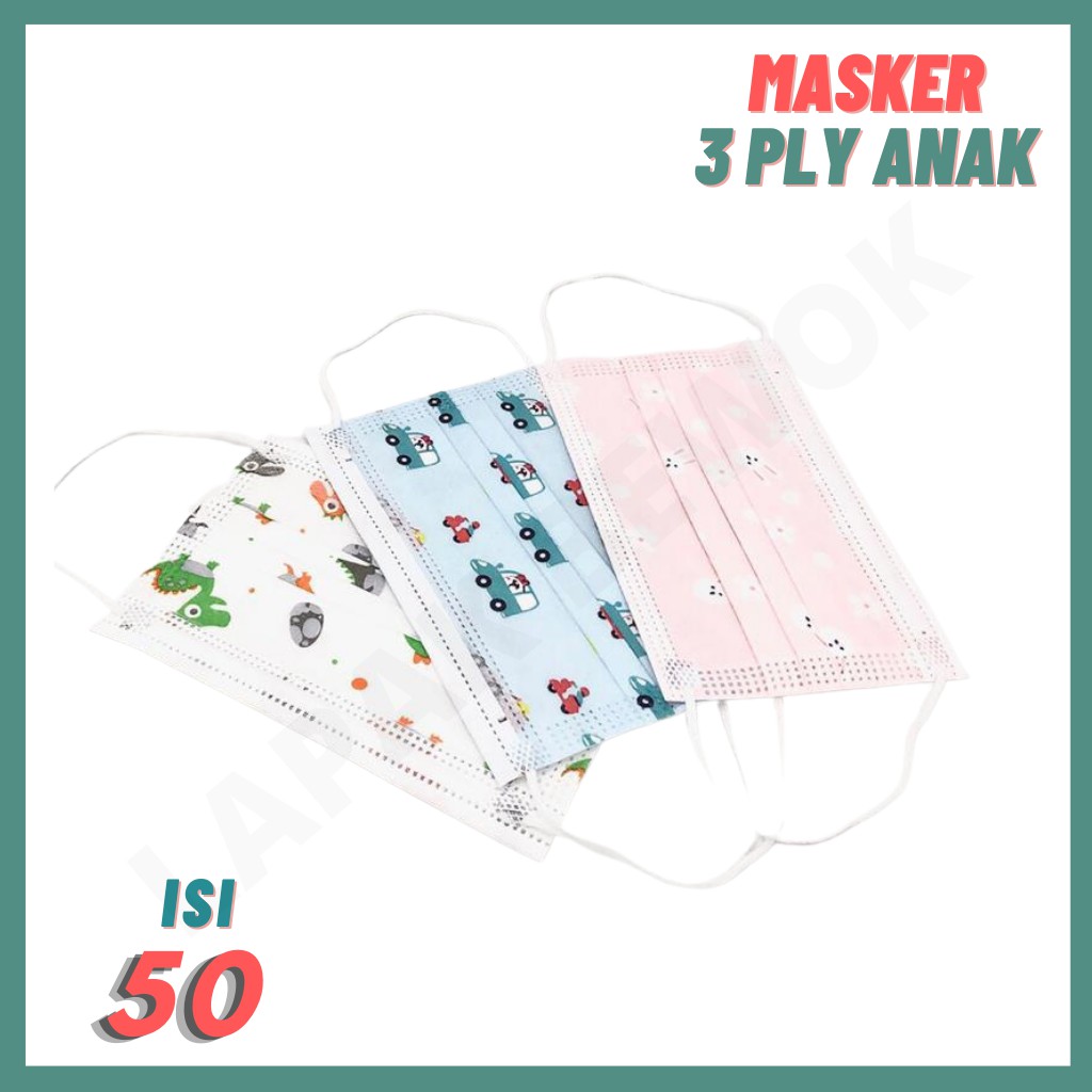 MASKER ANAK 3PLY KIDS CHILD MASK MOTIF EARLOOP 50pcs