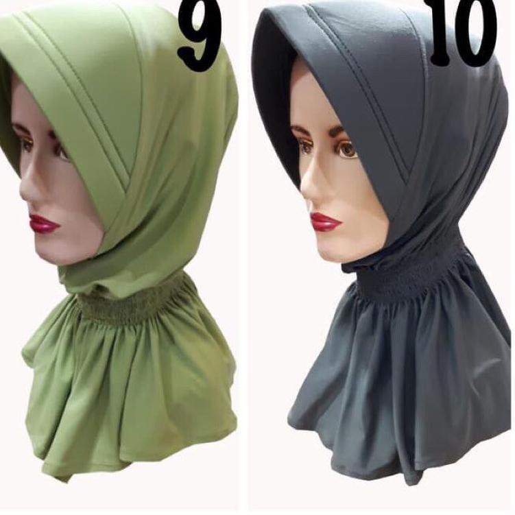 NEW Hijab Bergo Polos karet Keliling Kerut Leher Cocok Buat PNS,POLRI,POLWAN, KNTOR DINAS