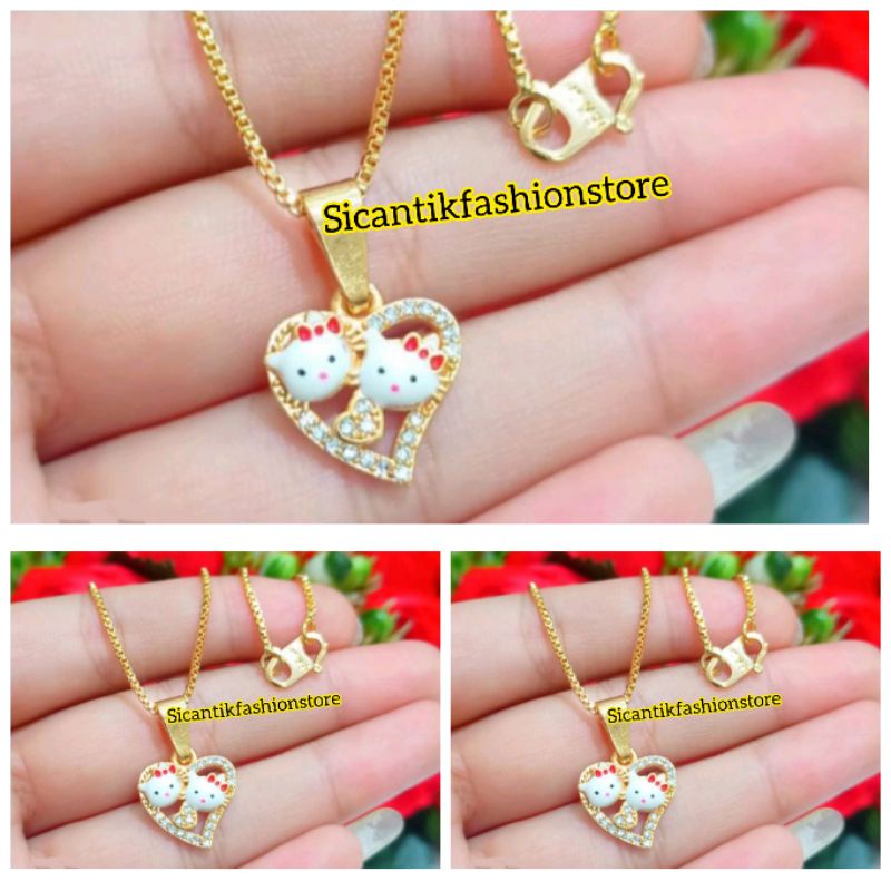 Kalung Titanium Hello Kitty Anak Anak Gold Liontin Hello Kitty Terbaru Terlaris Anti Karat Tidak Luntur Kalung Anak liontin Hello Kitty