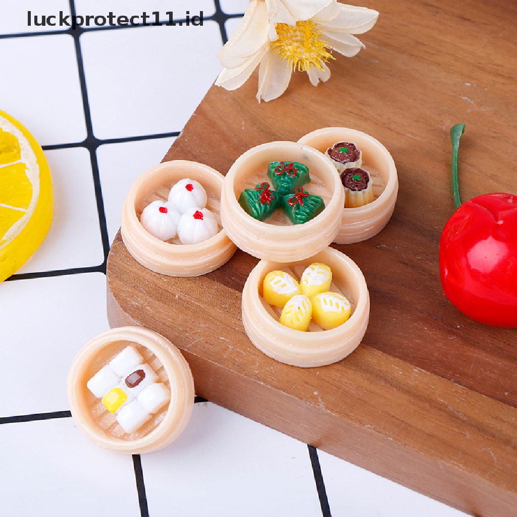 //HG&amp;ID// 5Pcs/set 1:12 Dollhouse Miniatures Chinese Dim Sum Food Kitchen Accessories .