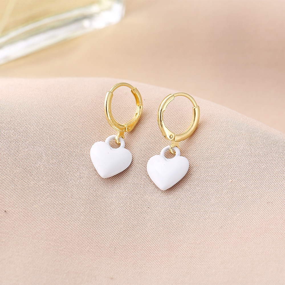 IFYOU Anting Stud Hias Liontin Hati Macaron Warna-Warni Untuk Wanita