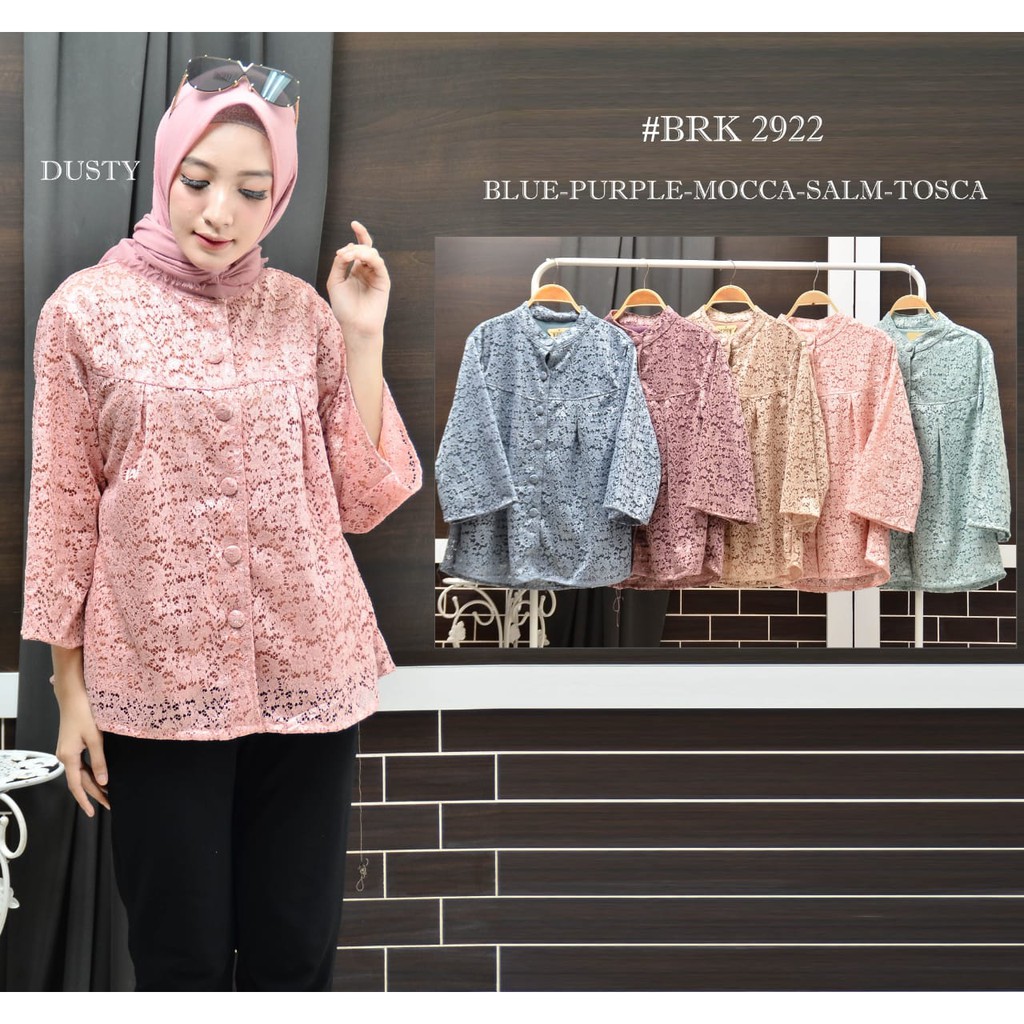 Blouse Brukat Kondangan Wanita Modern Terbaru Jumbo - Atasan Brukat Pesta Jumbo Murah Kekinian - Baj