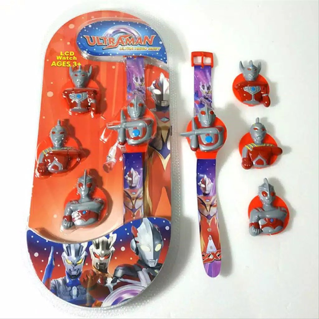 PROMO HARGA GROSIR ULTRAMAN Jam tangan anak set ganti tutup casing 4in1