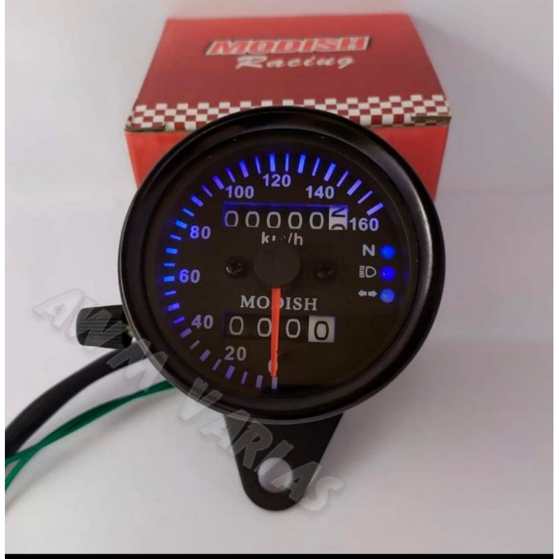 Speedometer bulat kilometer LED plus indikator sein motor universal