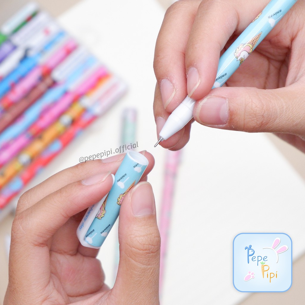 Pena 1 Set isi 10  Warna Warni Pena Warna Motif Pulpen Bolpen Marble Bolpoin Pen