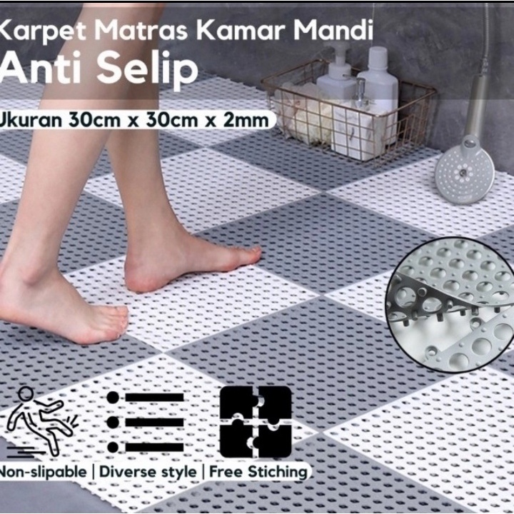 Karpet Polkadot Anti Slip Kamar Mandi Keset Anti Licin PVC 30 X30 Cm