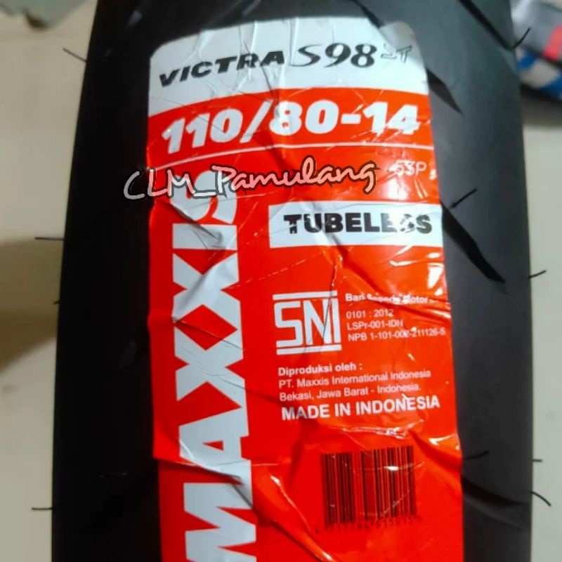 BAN TUBELESS MAXXIS VICTRA 110/80 RING 14TUBLES 100%ORI